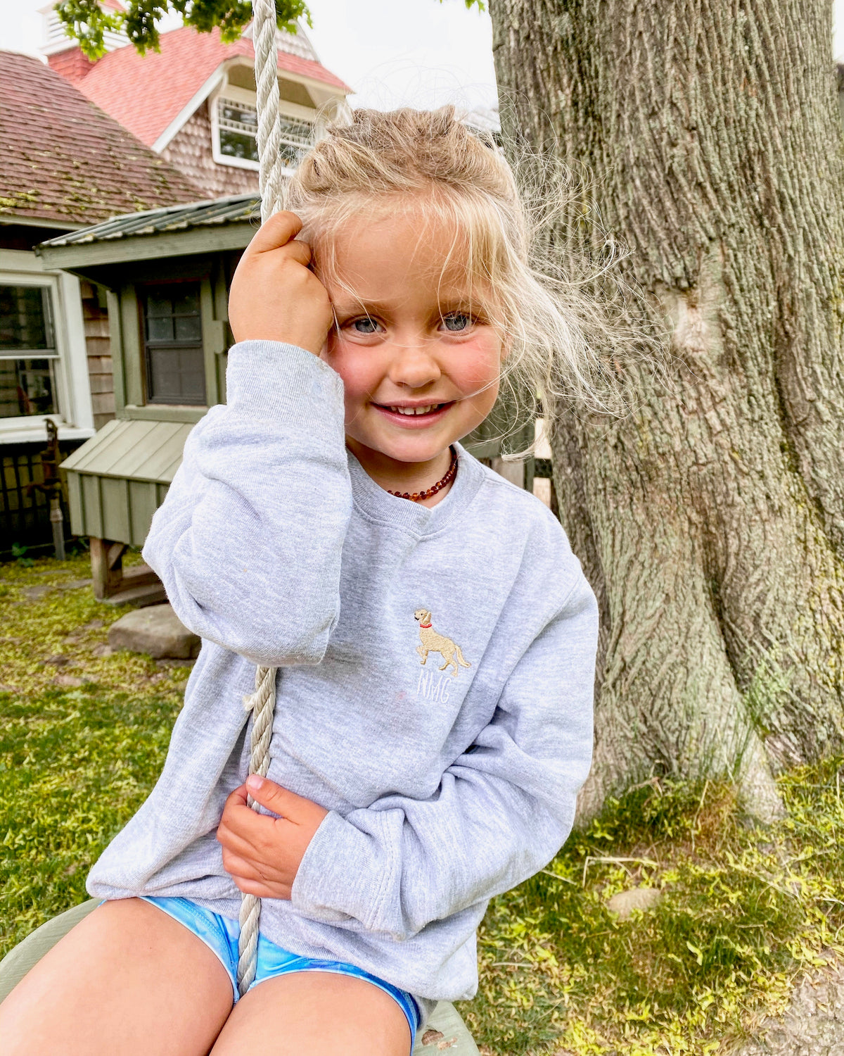 Nantucket Golden Kids Embroidered Monogram Sweatshirt