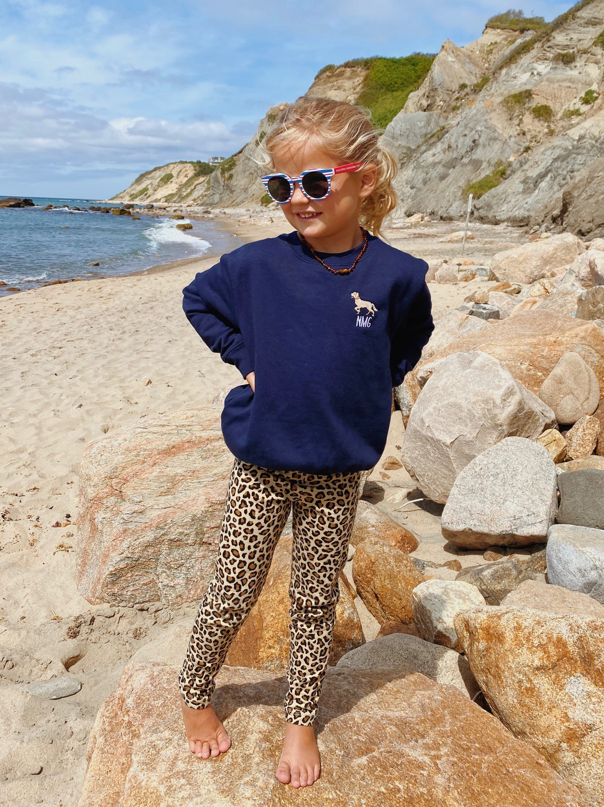 Nantucket Golden Kids Embroidered Monogram Sweatshirt