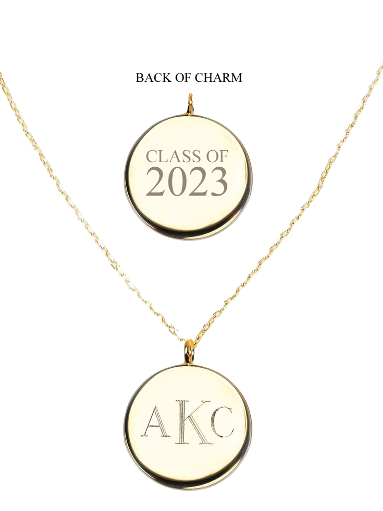 Gold Class of 2023 Monogram Pendant Necklace initials / Script