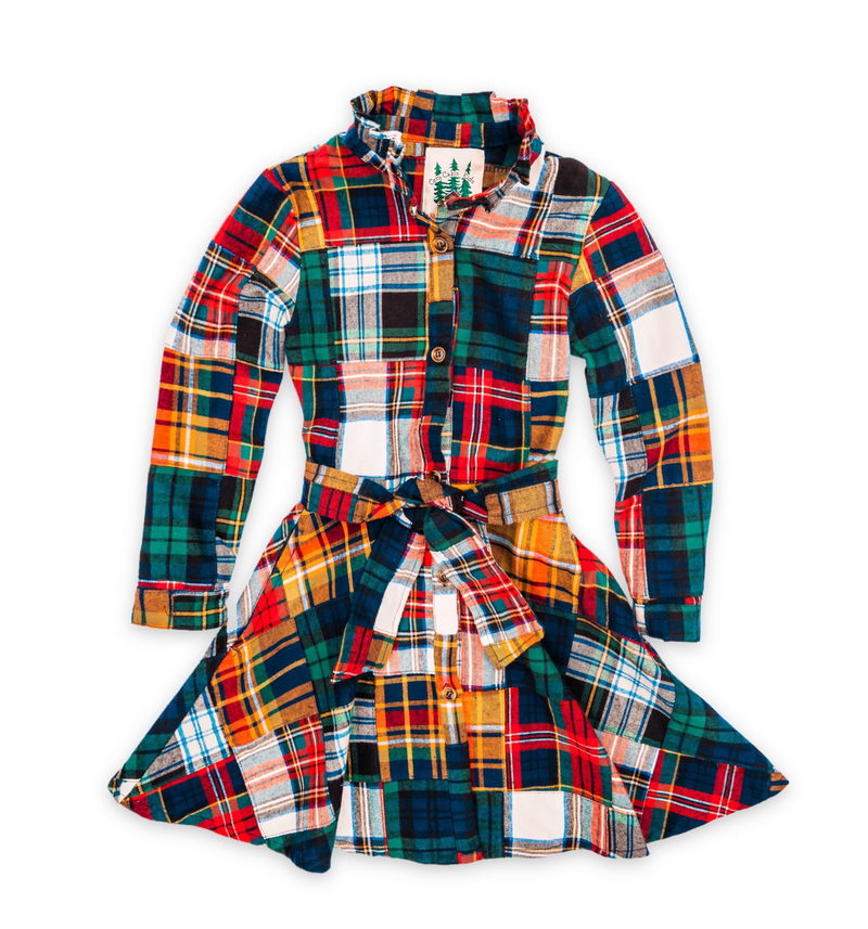 Holiday Patchwork Kids Flannel Dress