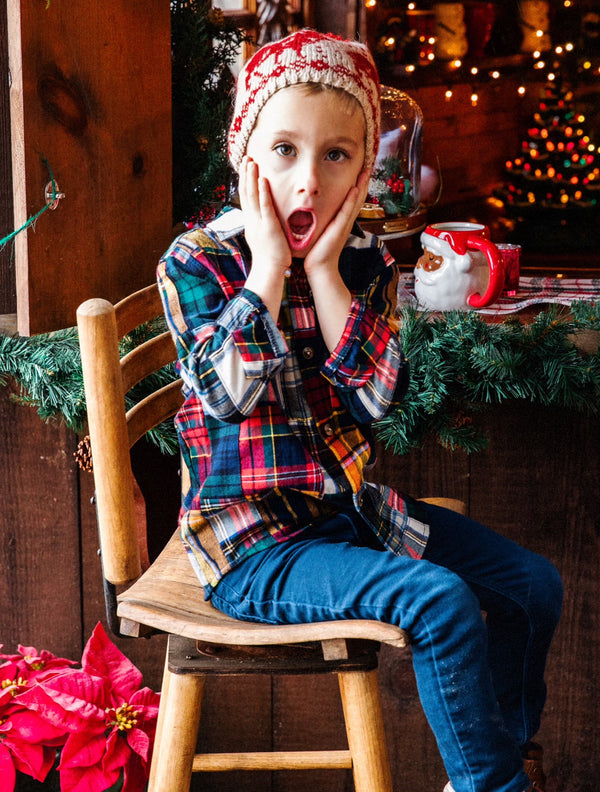 Holiday Patchwork Kids Flannel Shirt