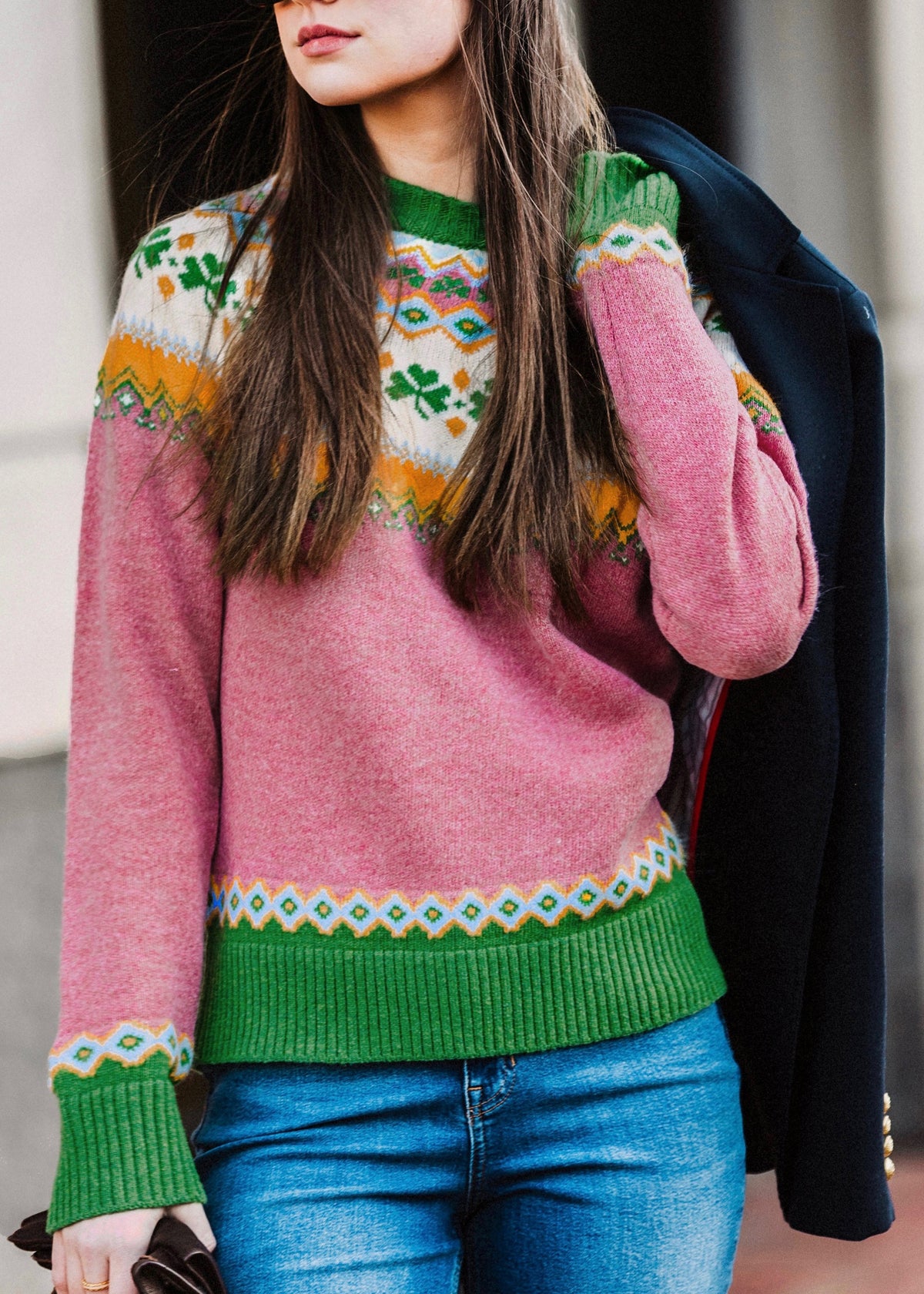 Fair Isle Irish Sweater in Pink