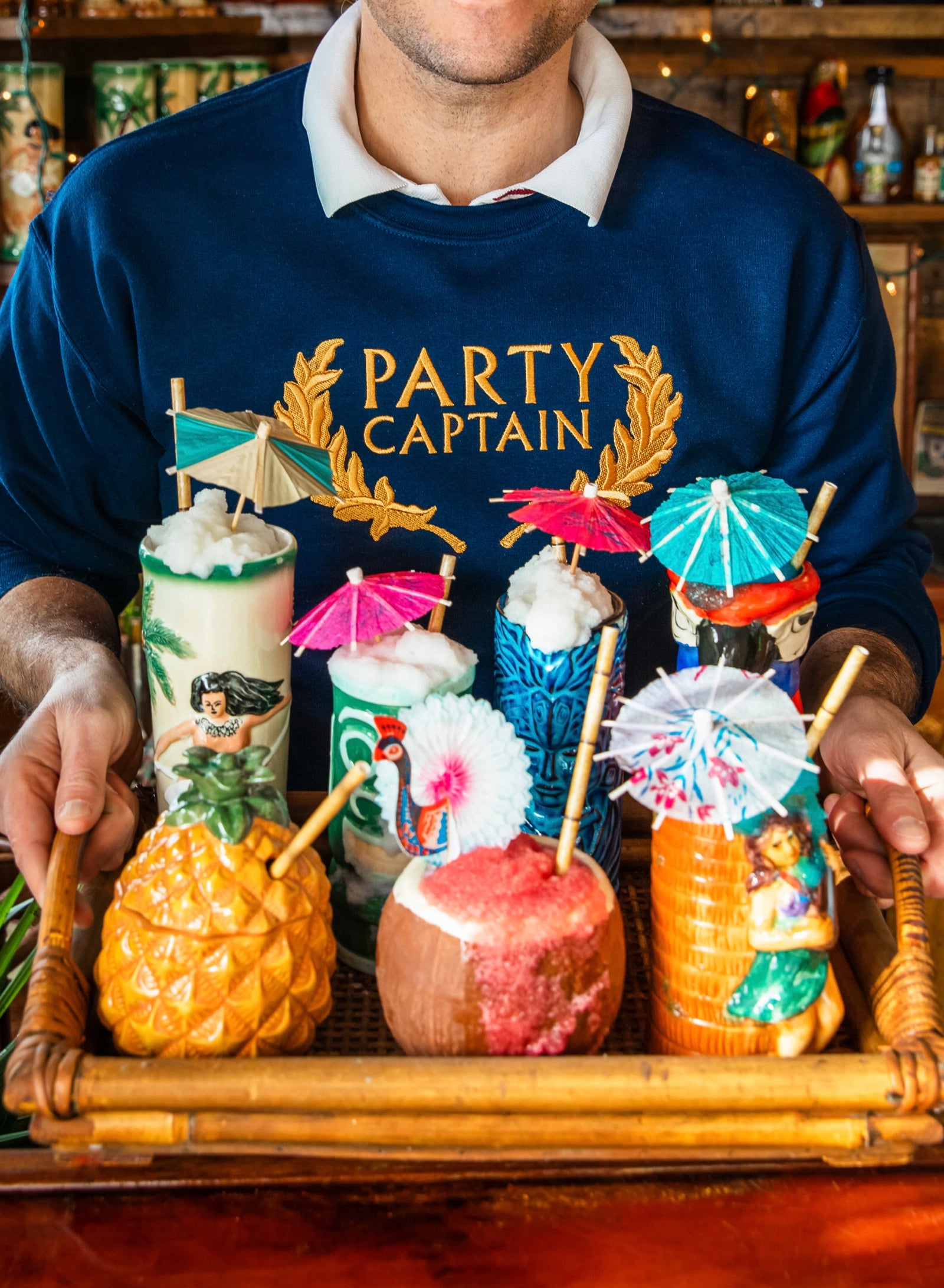KJP Party Captain Embroidered Crewneck Sweatshirt in Navy Blue