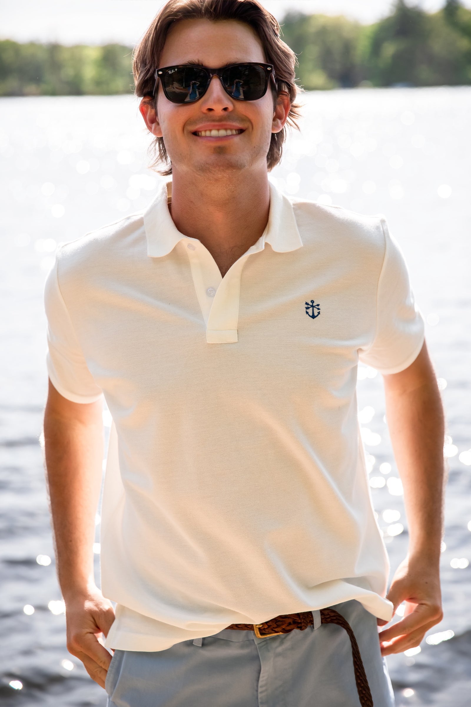 KJP Men's Chatham 1982 Pique Polo Shirt in White – Kiel James Patrick