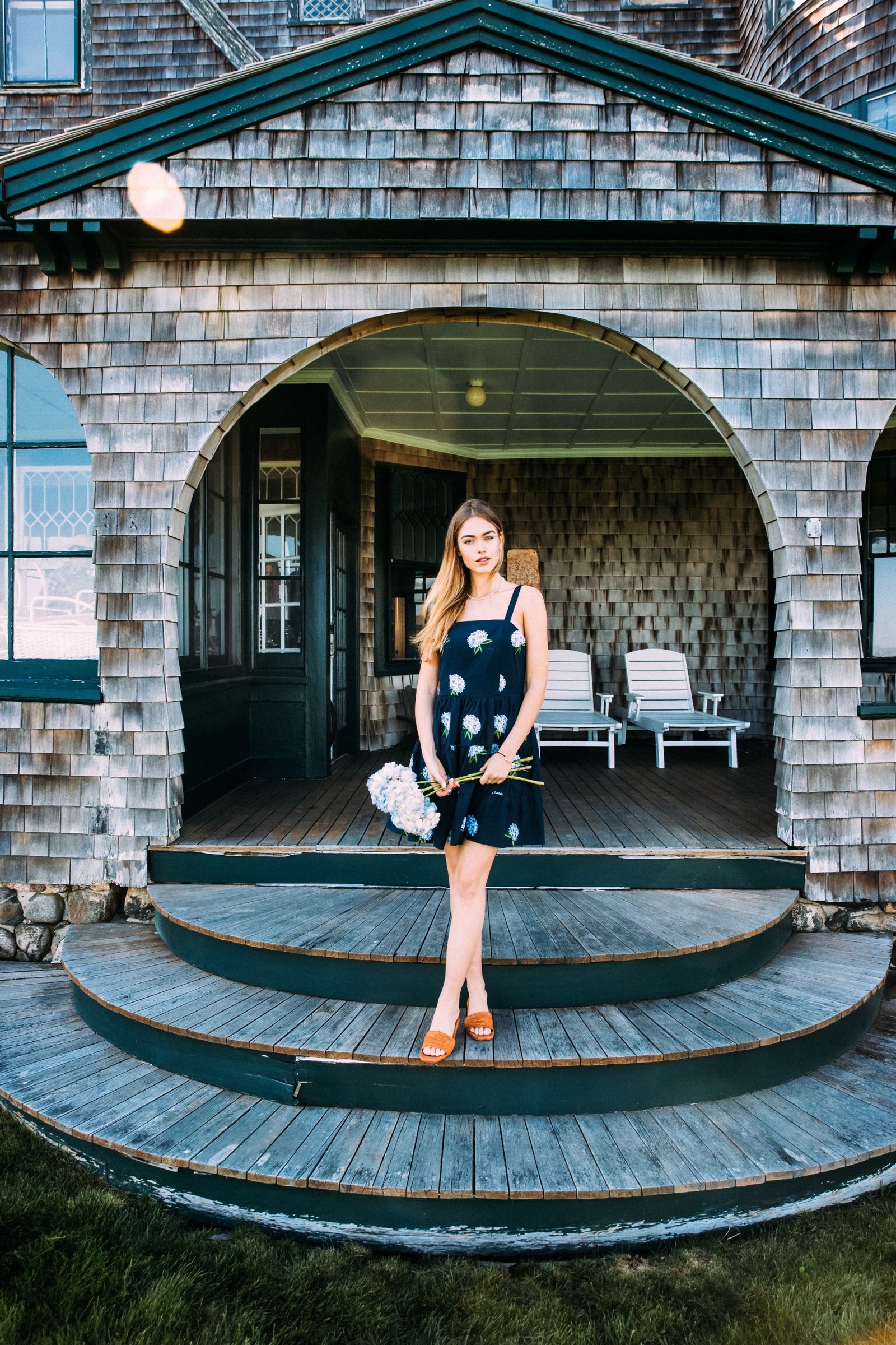 KJP Women's Blue Hydrangea Ruffle Dress – Kiel James Patrick