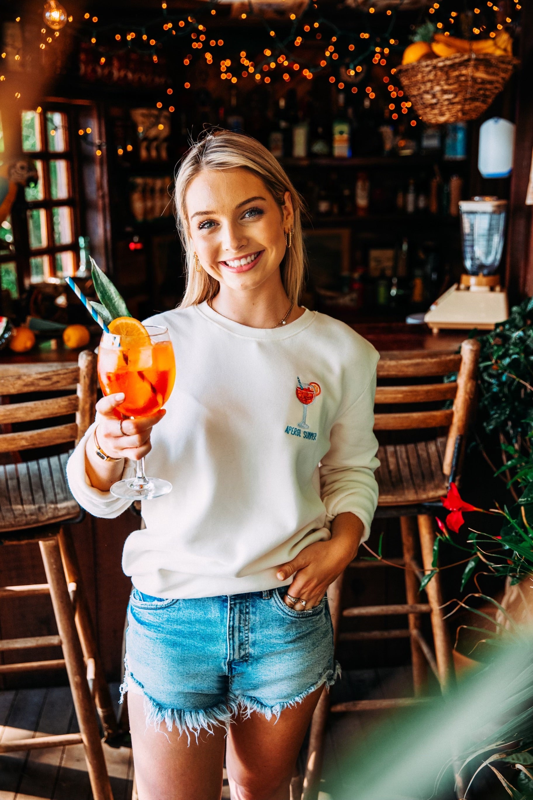 Aperol Summer Crewneck Sweatshirt in Cream