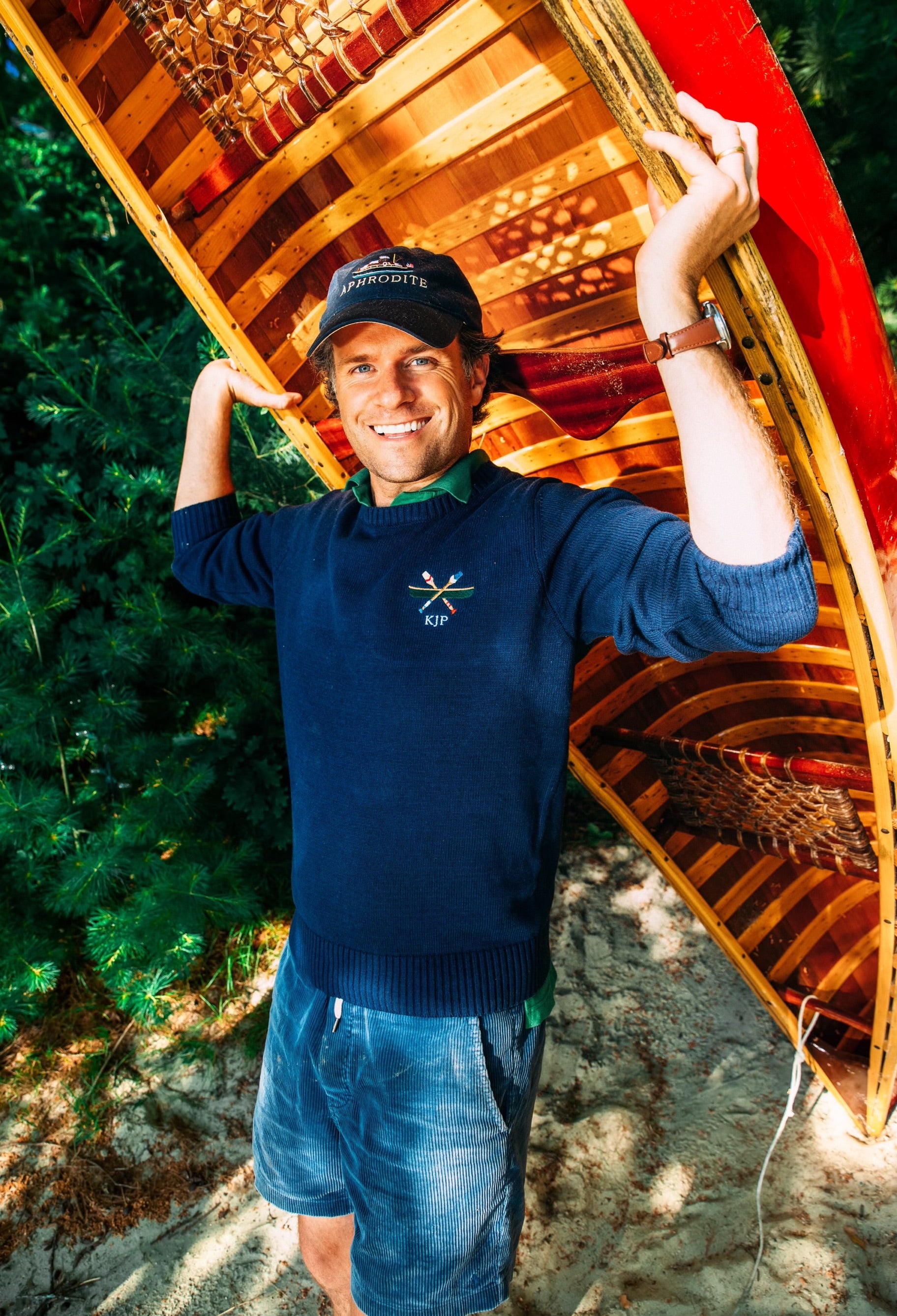 Squam Lake Canoe Embroidered Monogram Sweater - Men's