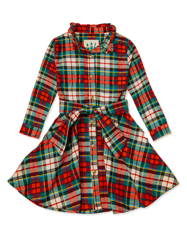 Home for the Holidays Kids Flannel Dress