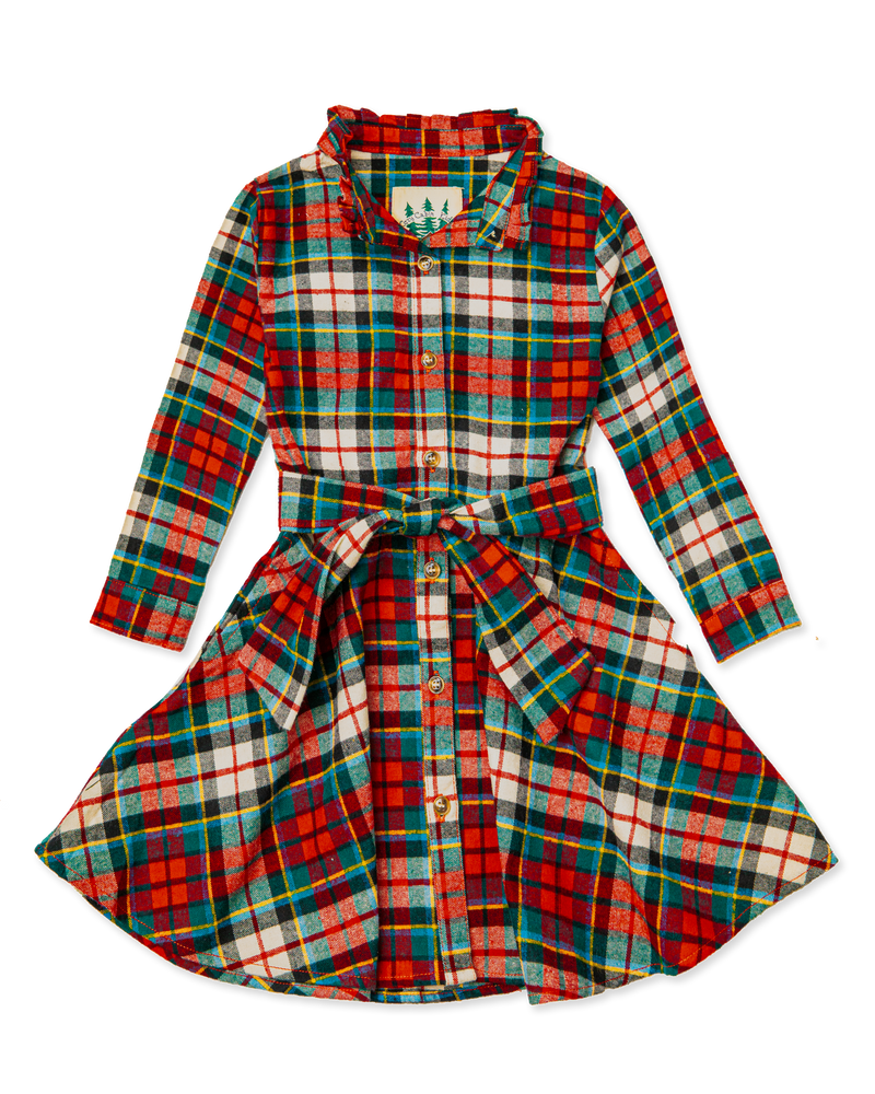 Home for the Holidays Kids Flannel Dress