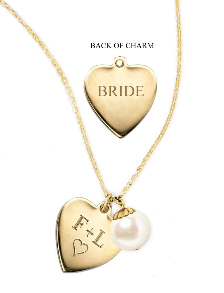 I Heart Pearls Gold Engravable Wedding Necklace