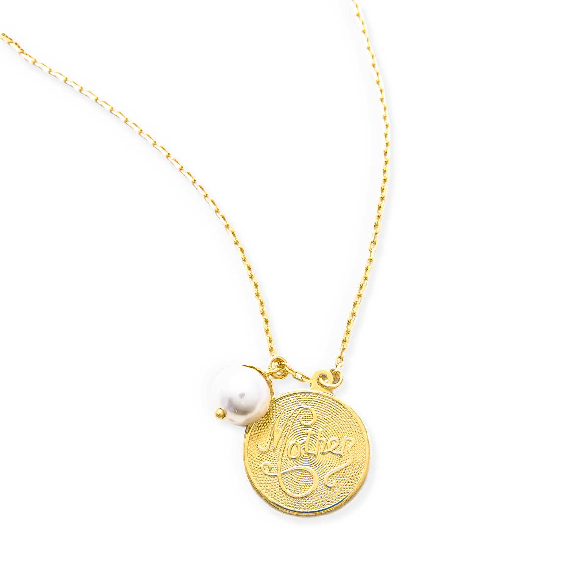 Mother's Day Pearl Drop Necklace with Engravable Charm