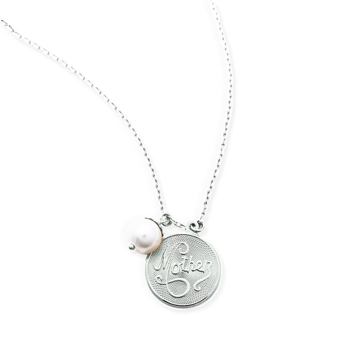 Mother's Day Pearl Drop Necklace with Engravable Charm