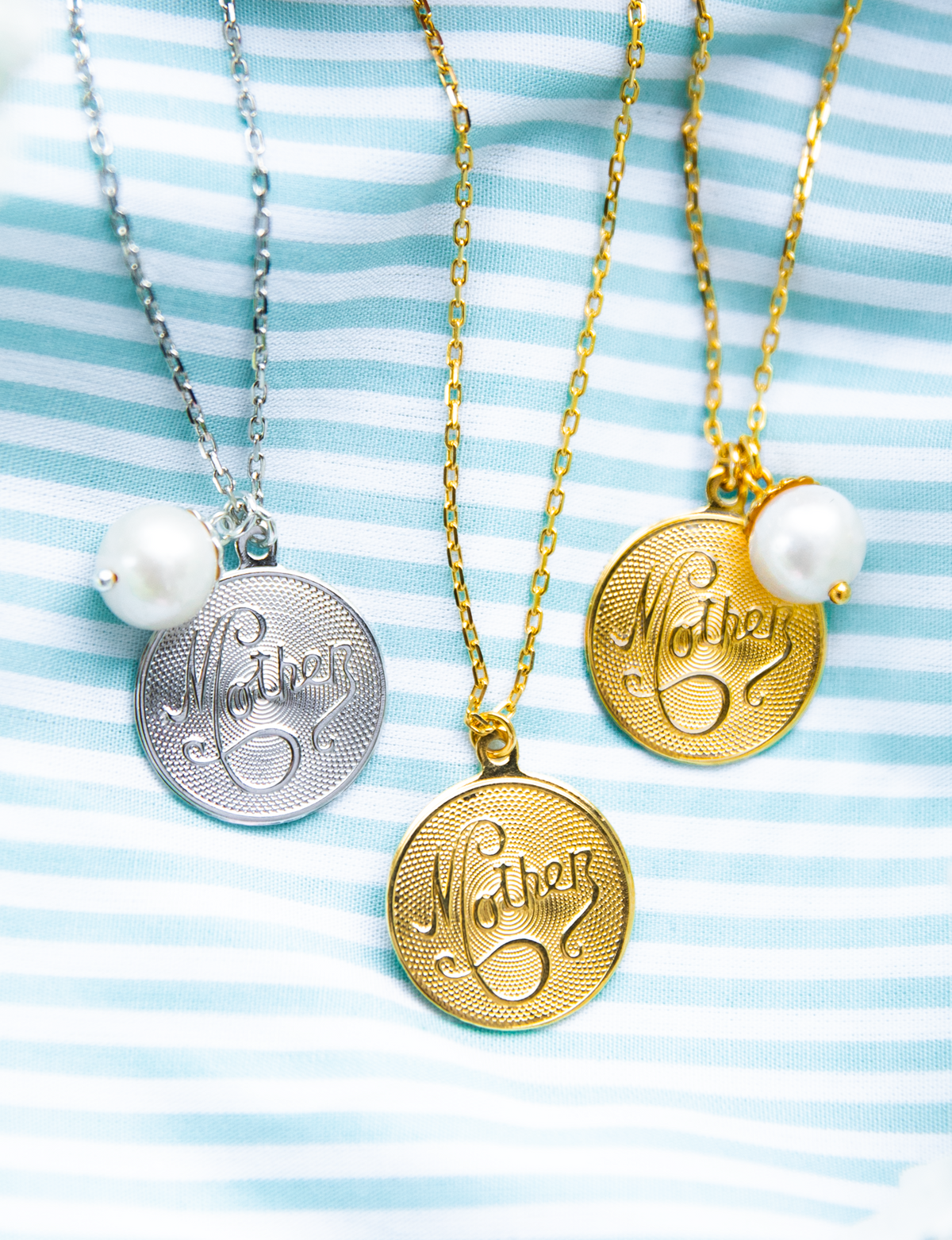 Mother's Day Pearl Drop Necklace with Engravable Charm