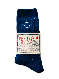 Navy Anchor Donegal Socks