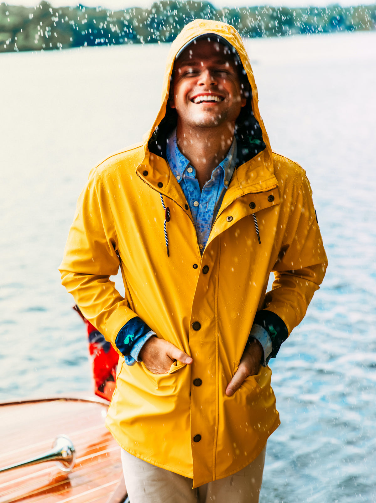 Old Salt Raincoat in Yellow - Men's