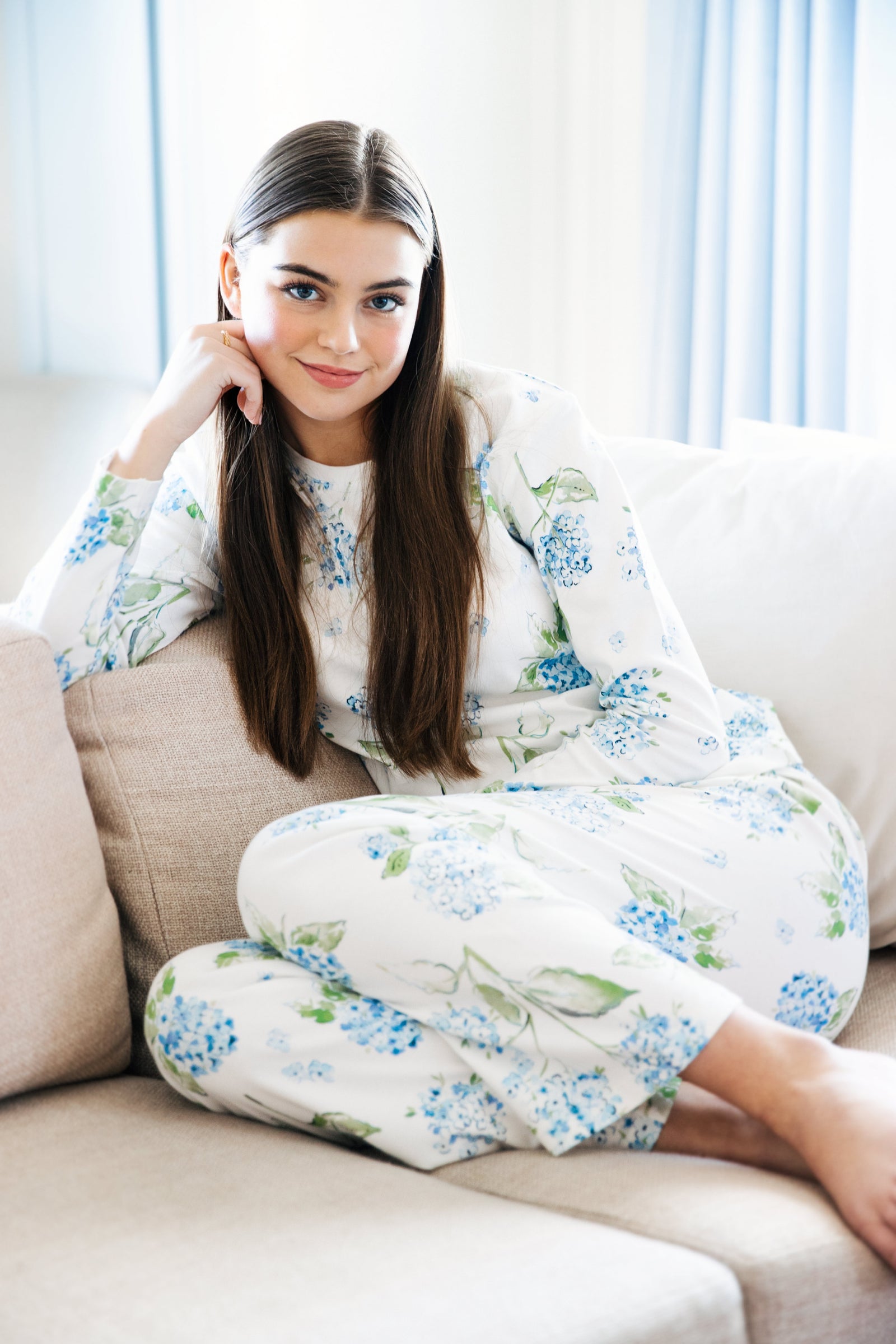 極美品✨PLEATS PLEASE 花柄　水色　花柄　ノースリーブ　メッシュ Hydrangea Honeymoon - Short PJ Set - Cloud – Printfresh