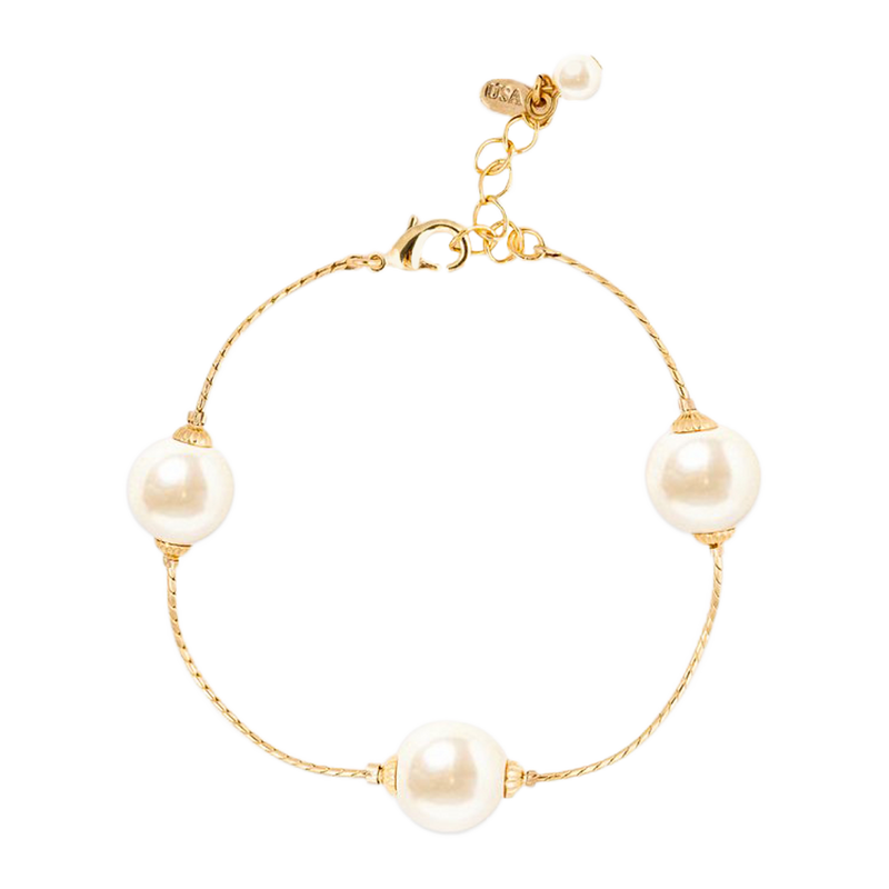 Womens Freshwater Pearl Bracelet 14K Gold Plated Charm Bracelets For W –  igemstonejewelry