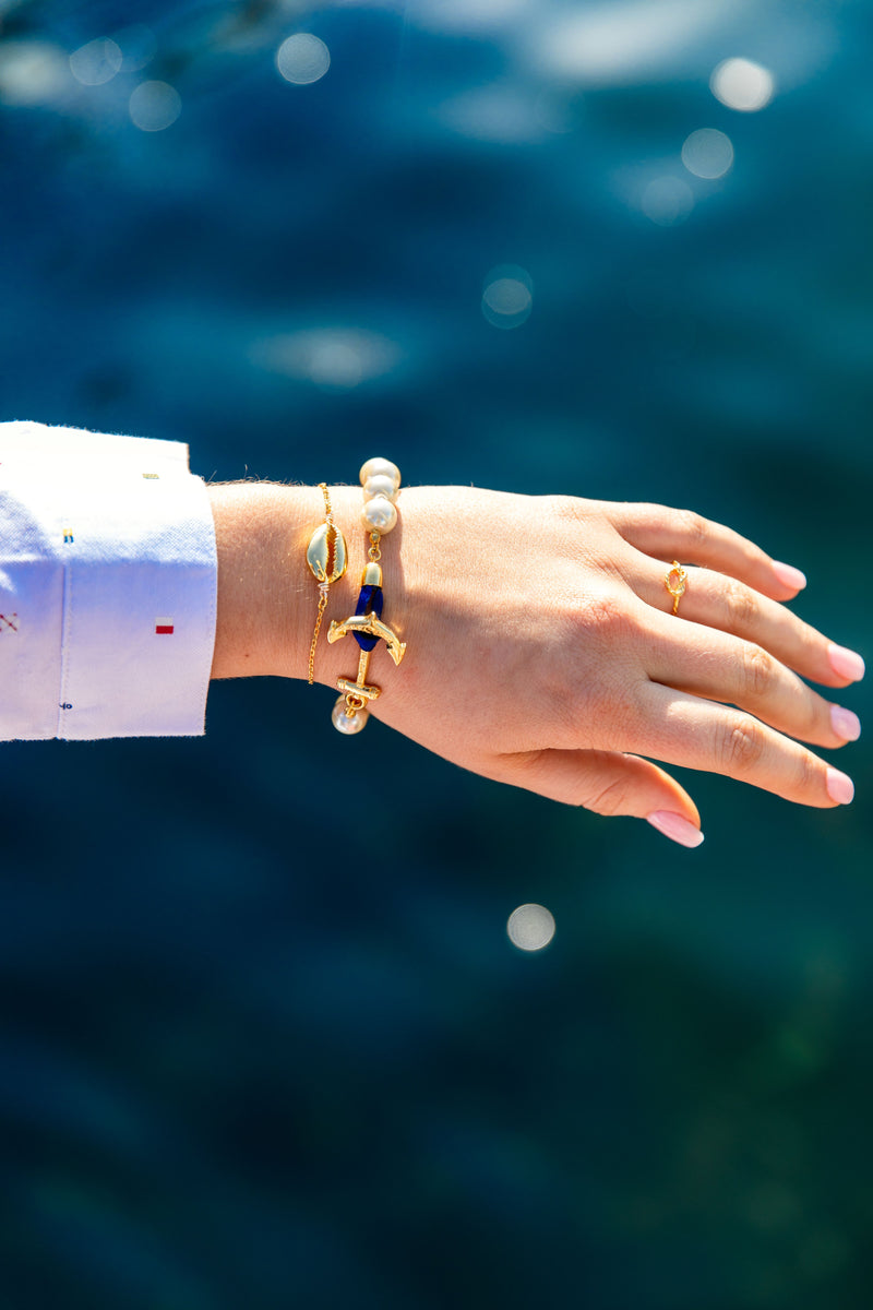 Navy Blue & Gold-Tone Anchor Bracelet | In stock! | Tailor Toki