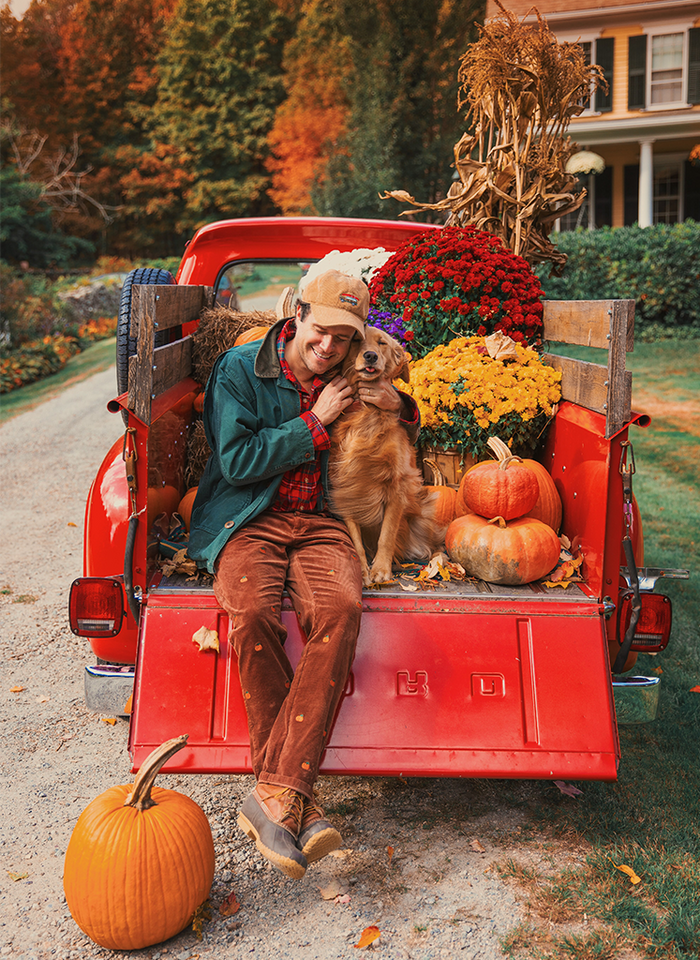KJP Men's The Great Pumpkin Embroidered Corduroy Pant in Brown