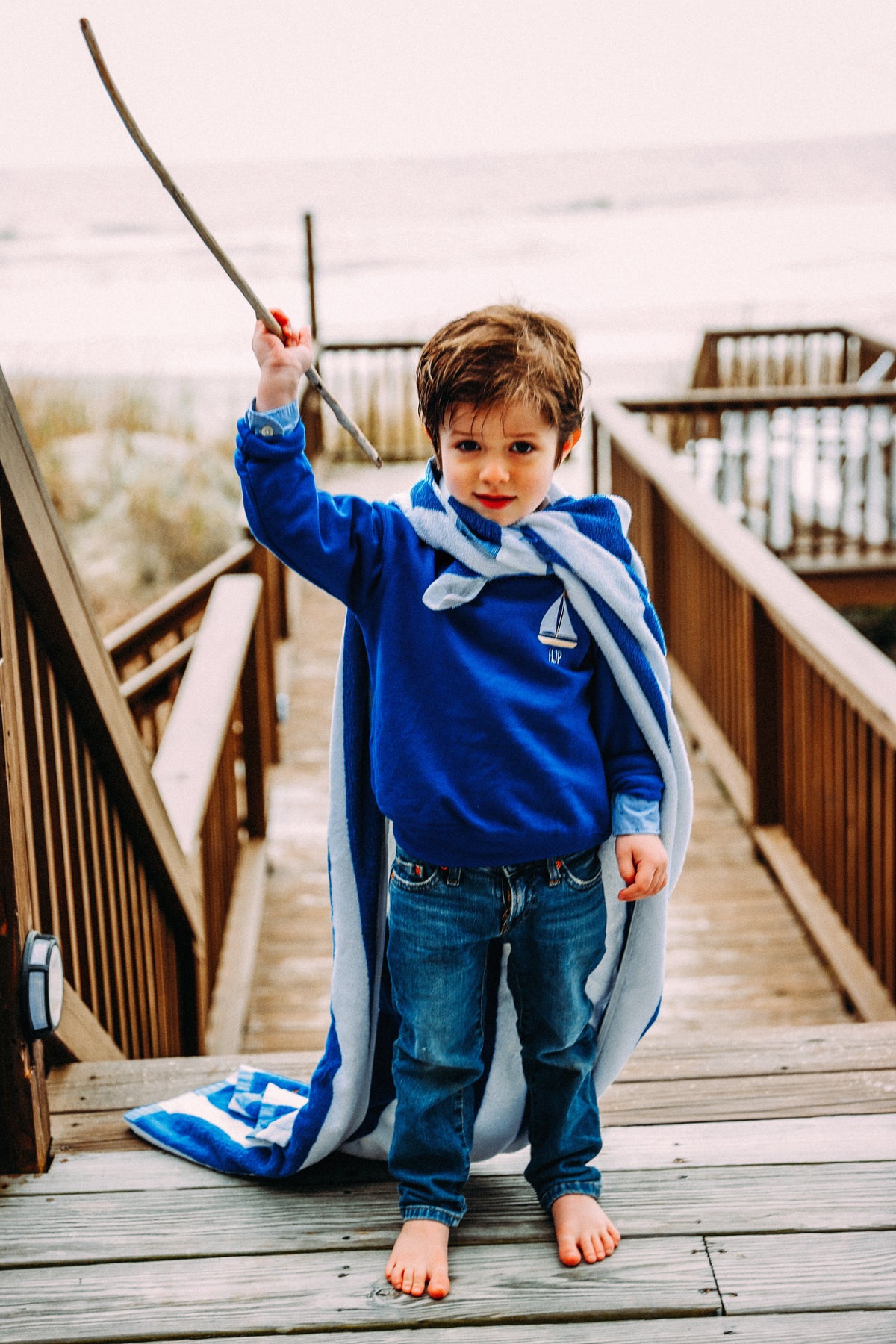 Sail Away Kids Embroidered Monogram Sweatshirt