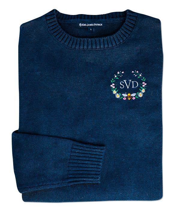 Garden Bee Embroidered Monogram Sweater