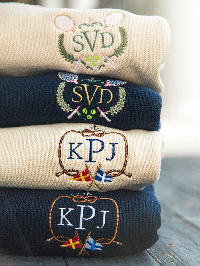 KJP Women's Newport Tennis Club Embroidered Monogram Sweater
