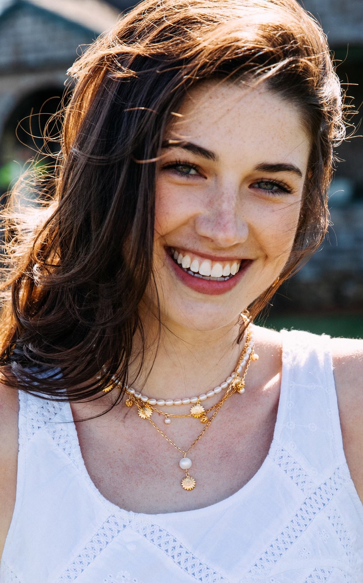 Sunflower Pearl Drop Necklace
