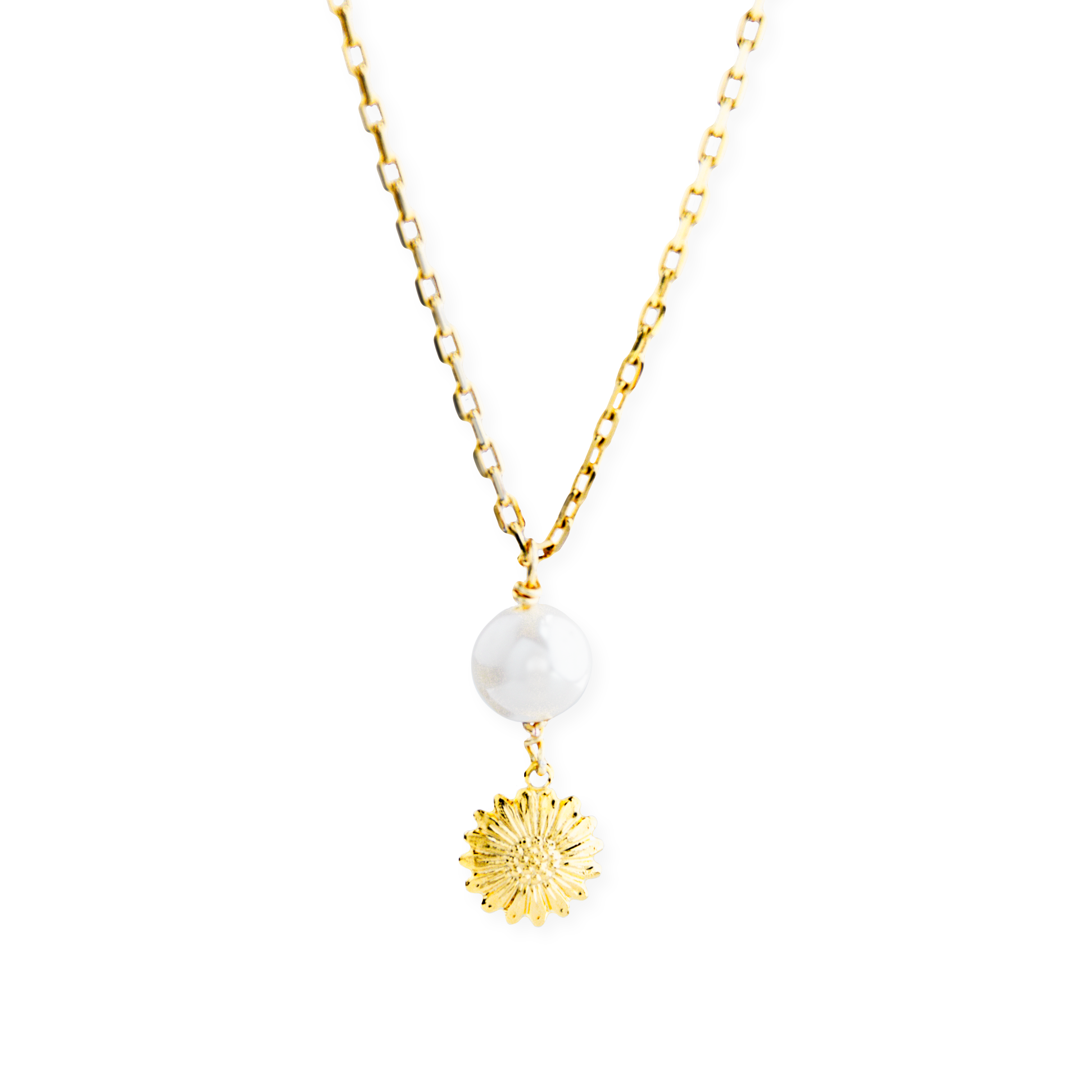 Sunflower Pearl Drop Necklace