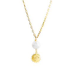 Sunflower Pearl Drop Necklace