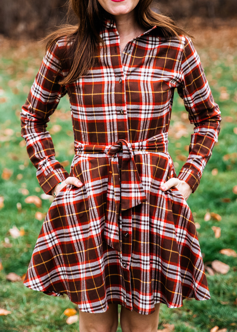Pinecone Picnic Flannel Dress