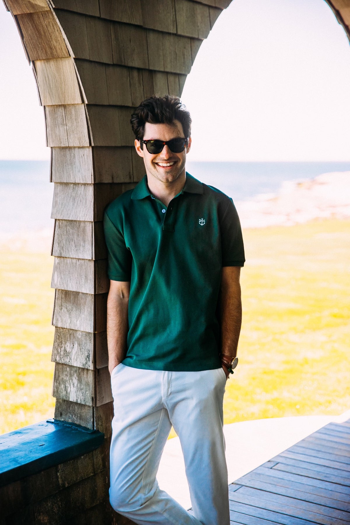 Lake Winnipesaukee 1989 Pique Polo Shirt in Forrest Green