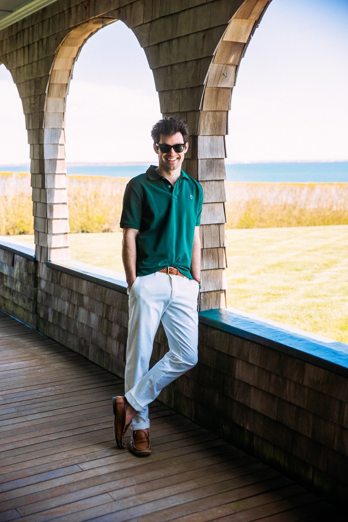 Lake Winnipesaukee 1989 Pique Polo Shirt in Forrest Green