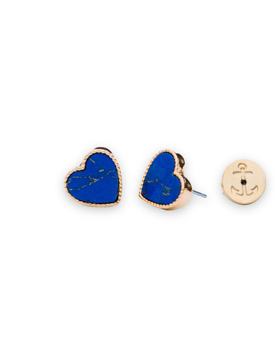 KJP Heart of the Sea Gold Stud Cobalt Earrings