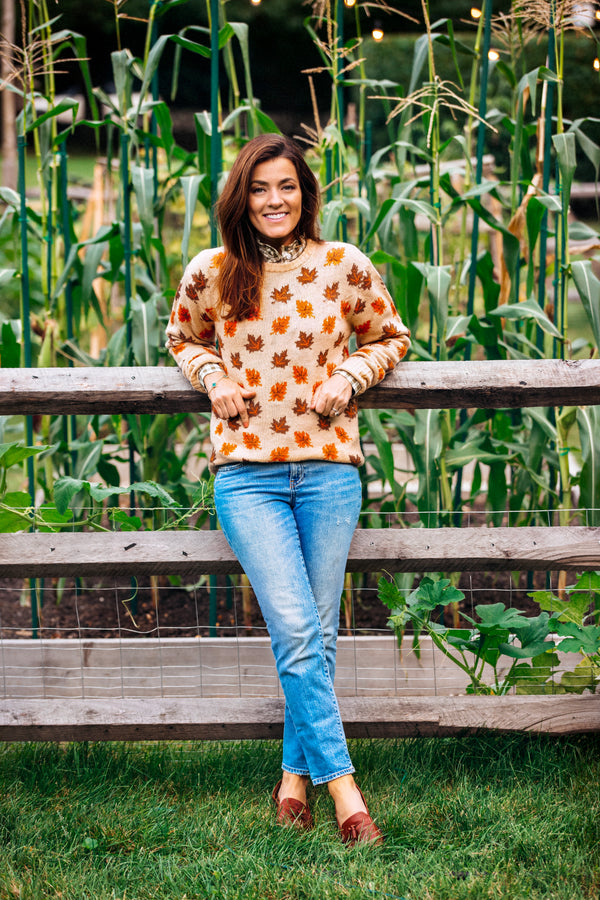 The Big Cozy Leaf Sweater - Tan