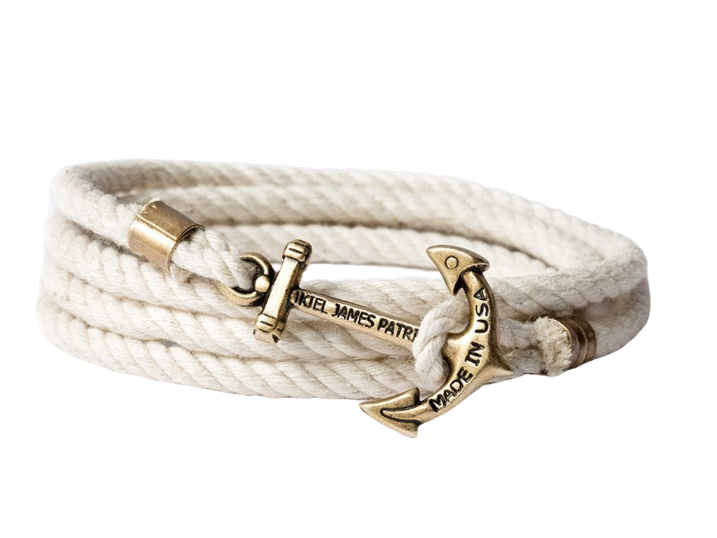 Nautical Rope Bracelet With Gold Anchor - Helm & Harbor - Dog