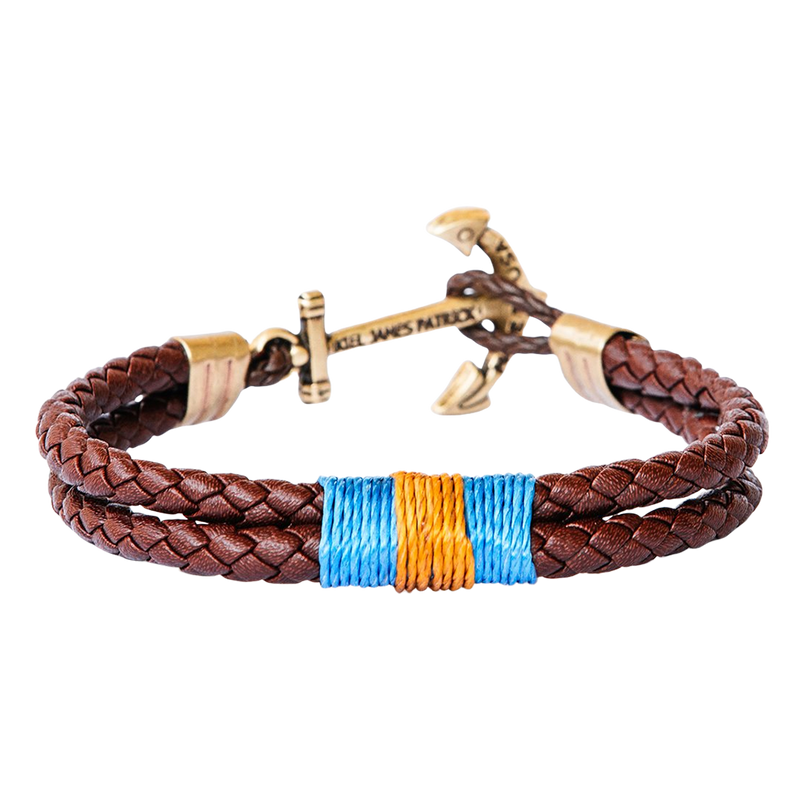 KJP Braided Leather Cord Bracelet w/ Anchor Clasp in Cognac Brown KJP Braided Leather Cord Bracelet w/ Anchor Clasp in Cognac Brown