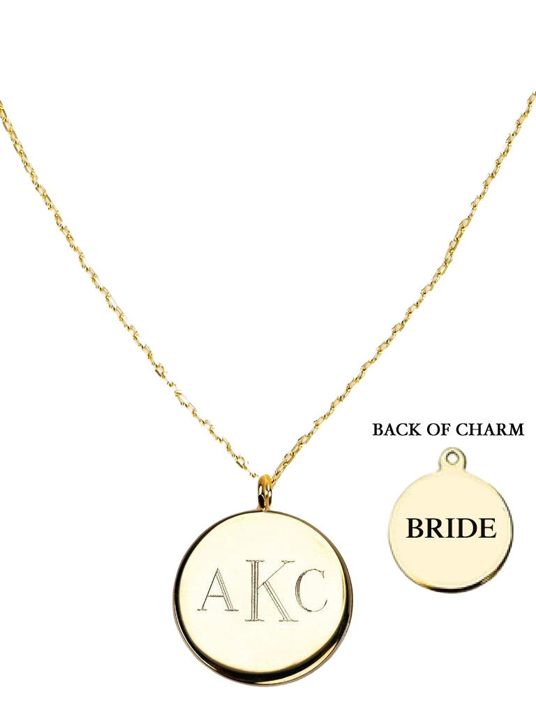 Golden Engravable Wedding Pendant Necklace