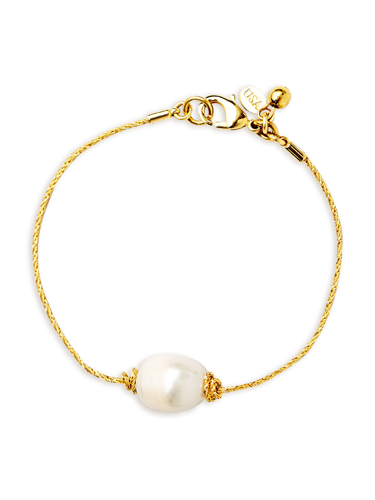 Golden Tide Pearl Knot Bracelet