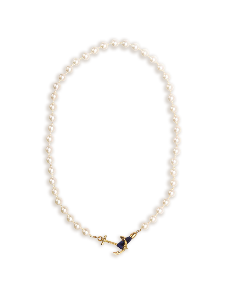 Valerie Pearl Necklace with Anchor Clasp