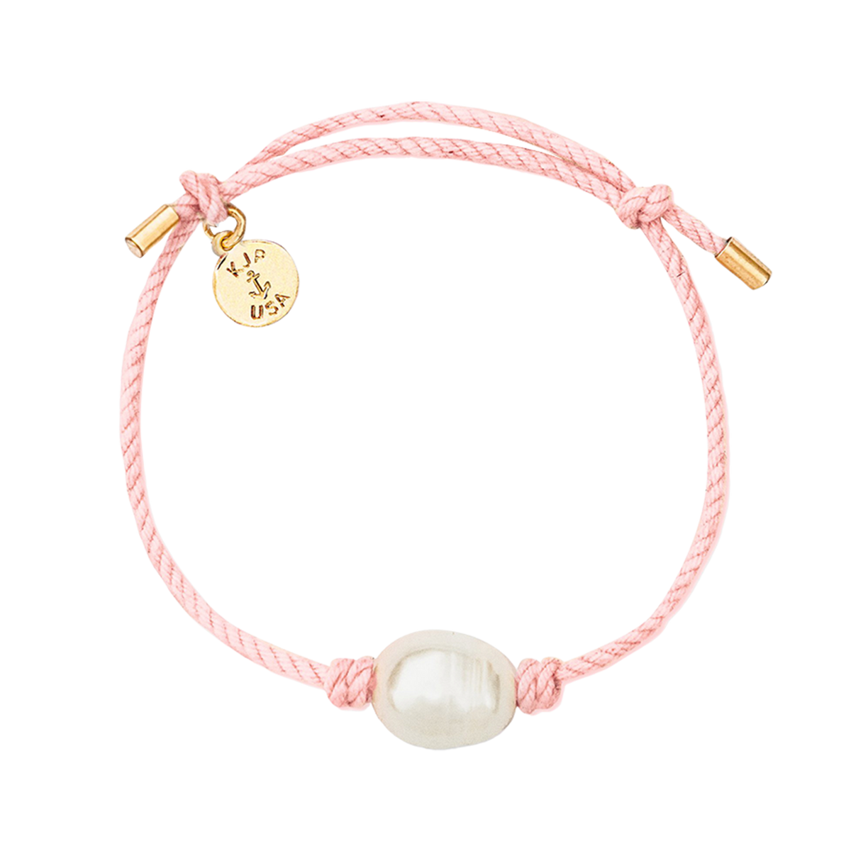 KJP Pink Sands Nautical Cord and Freshwater Pearl Bracelet