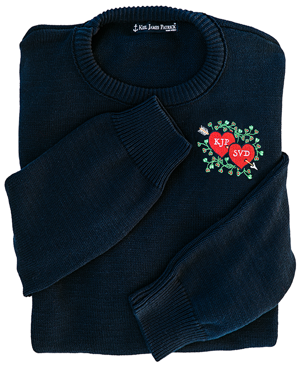 KJP Men's Together Forever Embroidered Monogram Sweater in Navy Blue